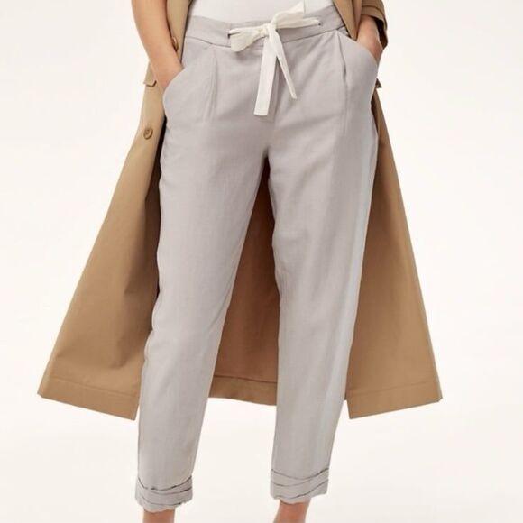 Aritzia Wilfred Allant Cropped Linen Pant in Ashen Grey Size 00 - Picture 1 of 9